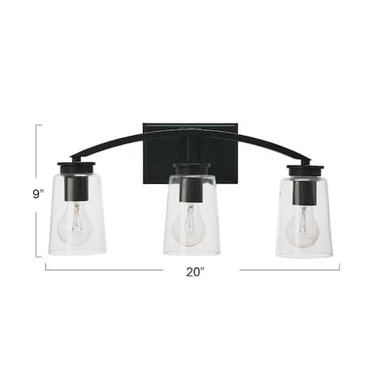 Hello Honey® Robert Stevenson Lighting Laguna Metal & Clear Glass 3-Light Vanity